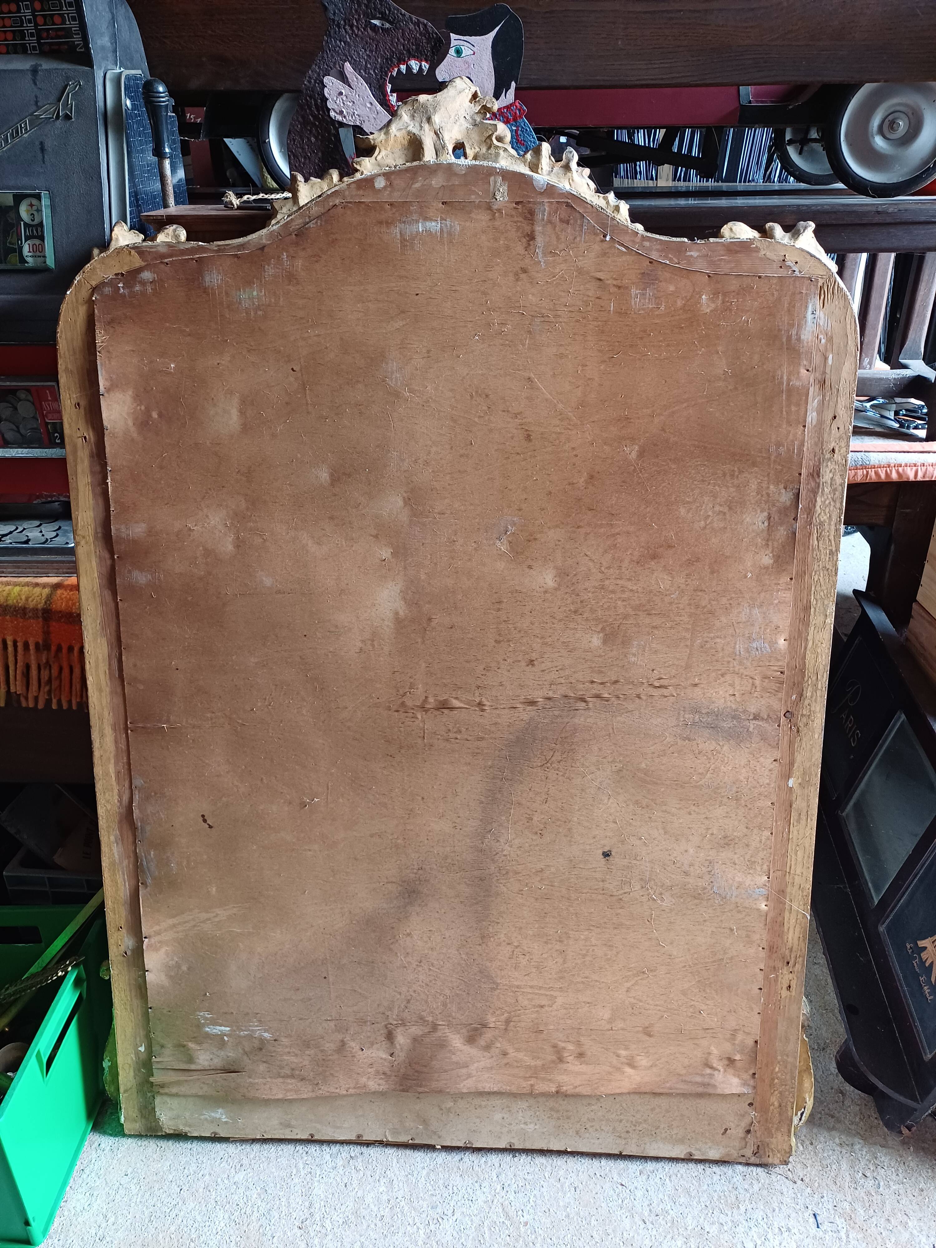 Miroir de cheminée 19ème bois et stuc doré