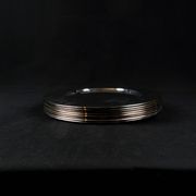 Set of 8 round serving platters or saucers in vintage stainless steel
