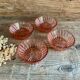 4 pink glass bowls