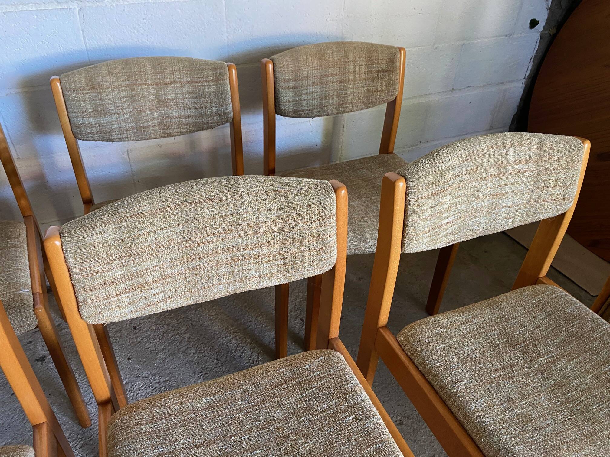 Set of 6 vintage Scandinavian chairs in wood and wool fabric an60