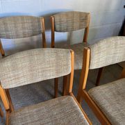 Set of 6 vintage Scandinavian chairs in wood and wool fabric an60