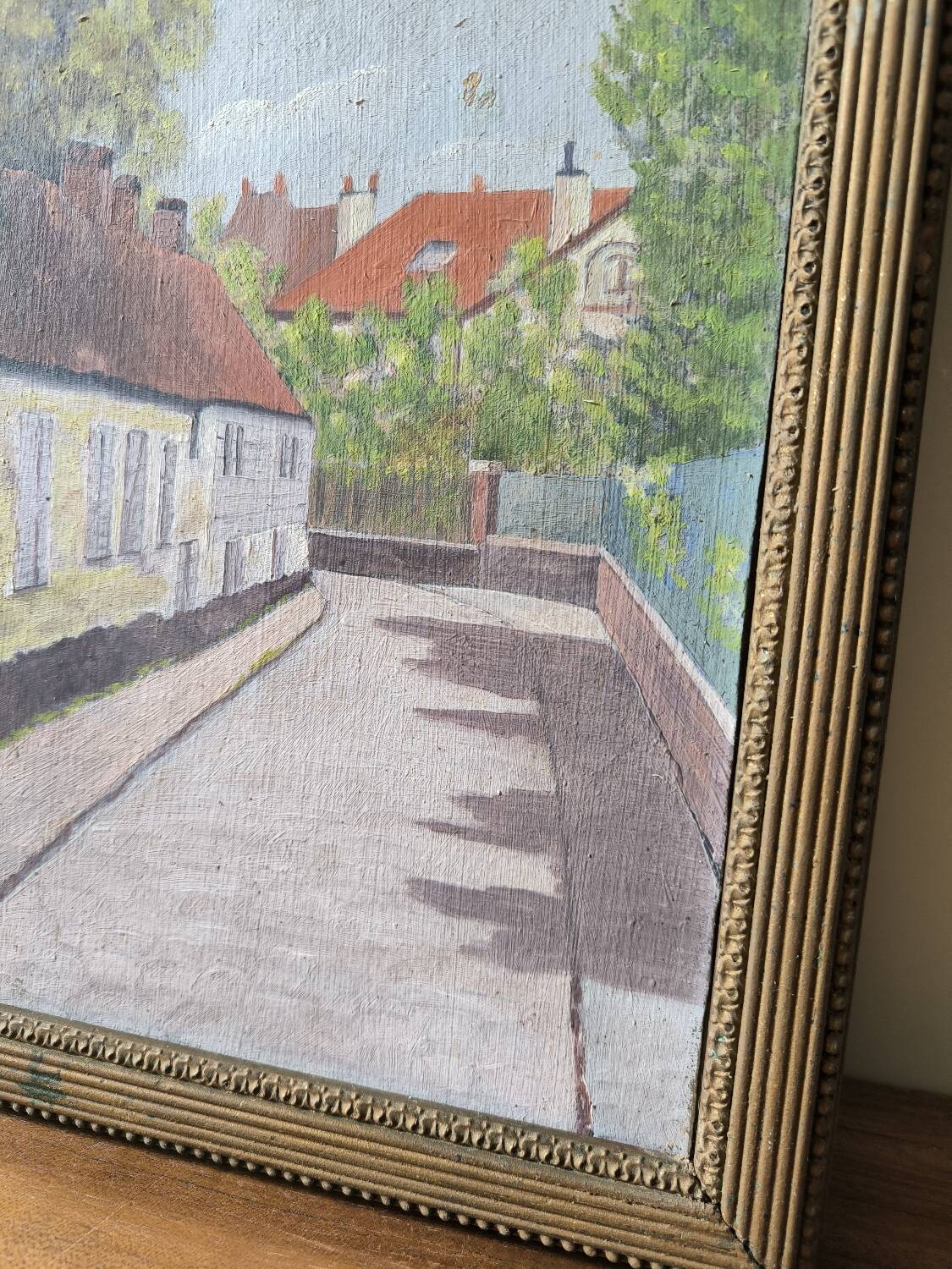 Vintage oil painting table signed M.Painta 1934 ruell.