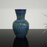 Vase par Aldo Londi pour Bitossi XXe fond bleu