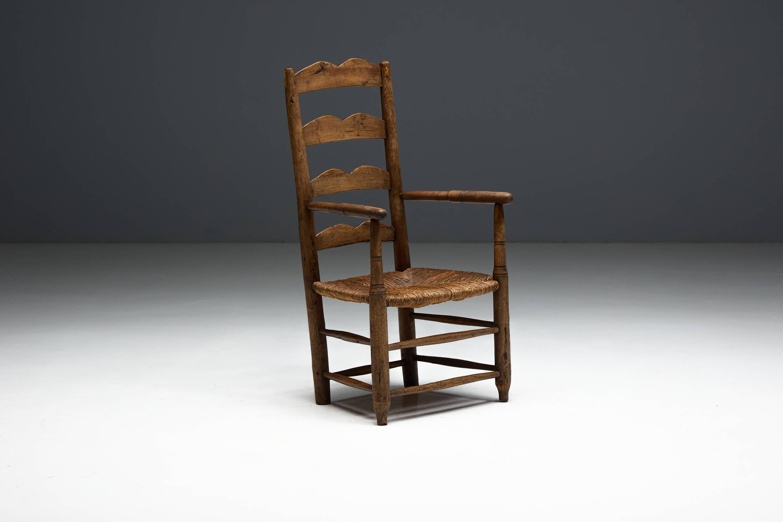Rustic Ladder-Back Armchair, France, Early 20th Century