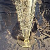Lido model conical vase in baccarat crystal with art deco patterns