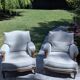 Pair of large Bergère armchairs in Louis XVI style