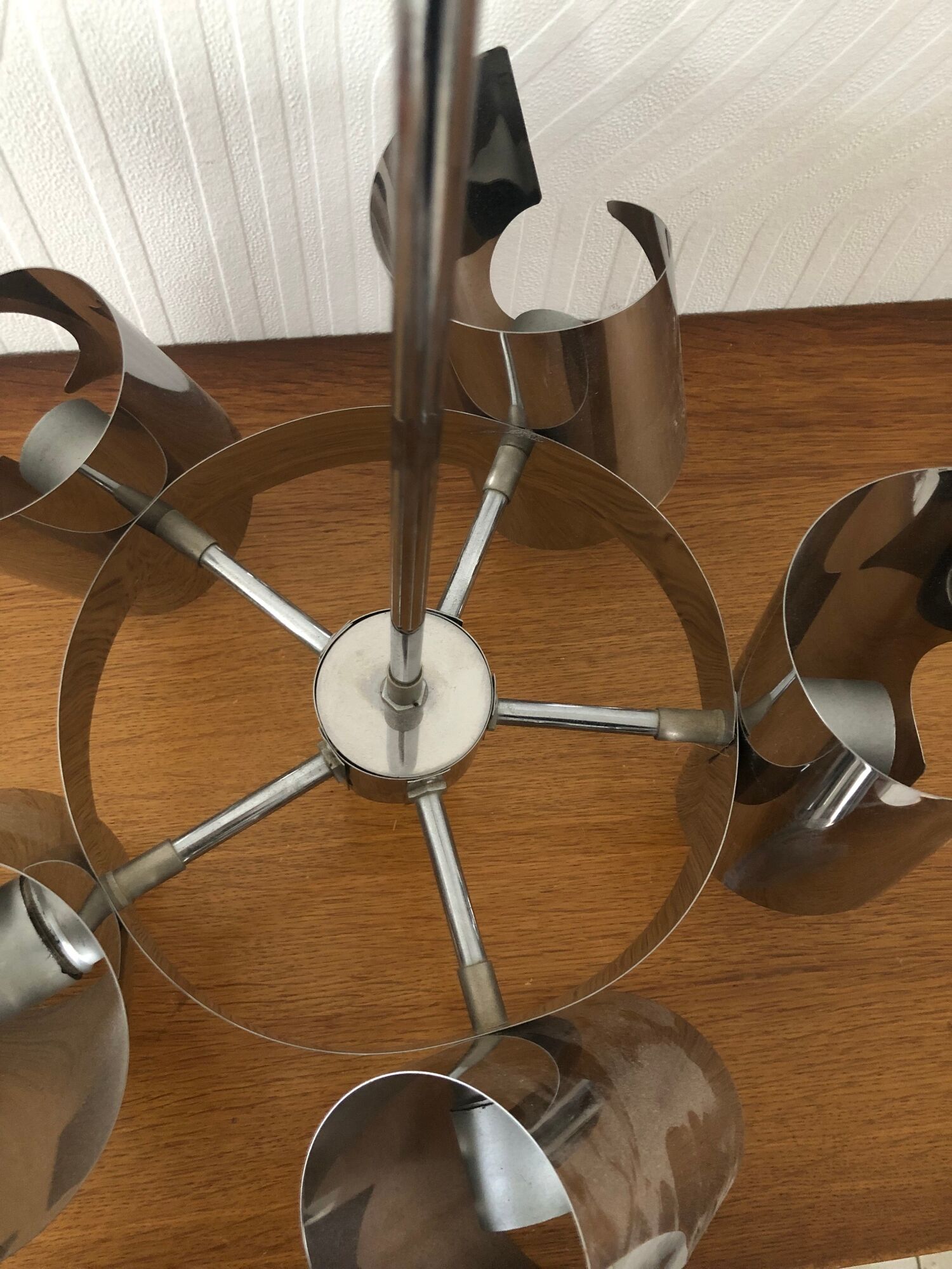Chandelier UFO 5 branches spiral vintage 70s