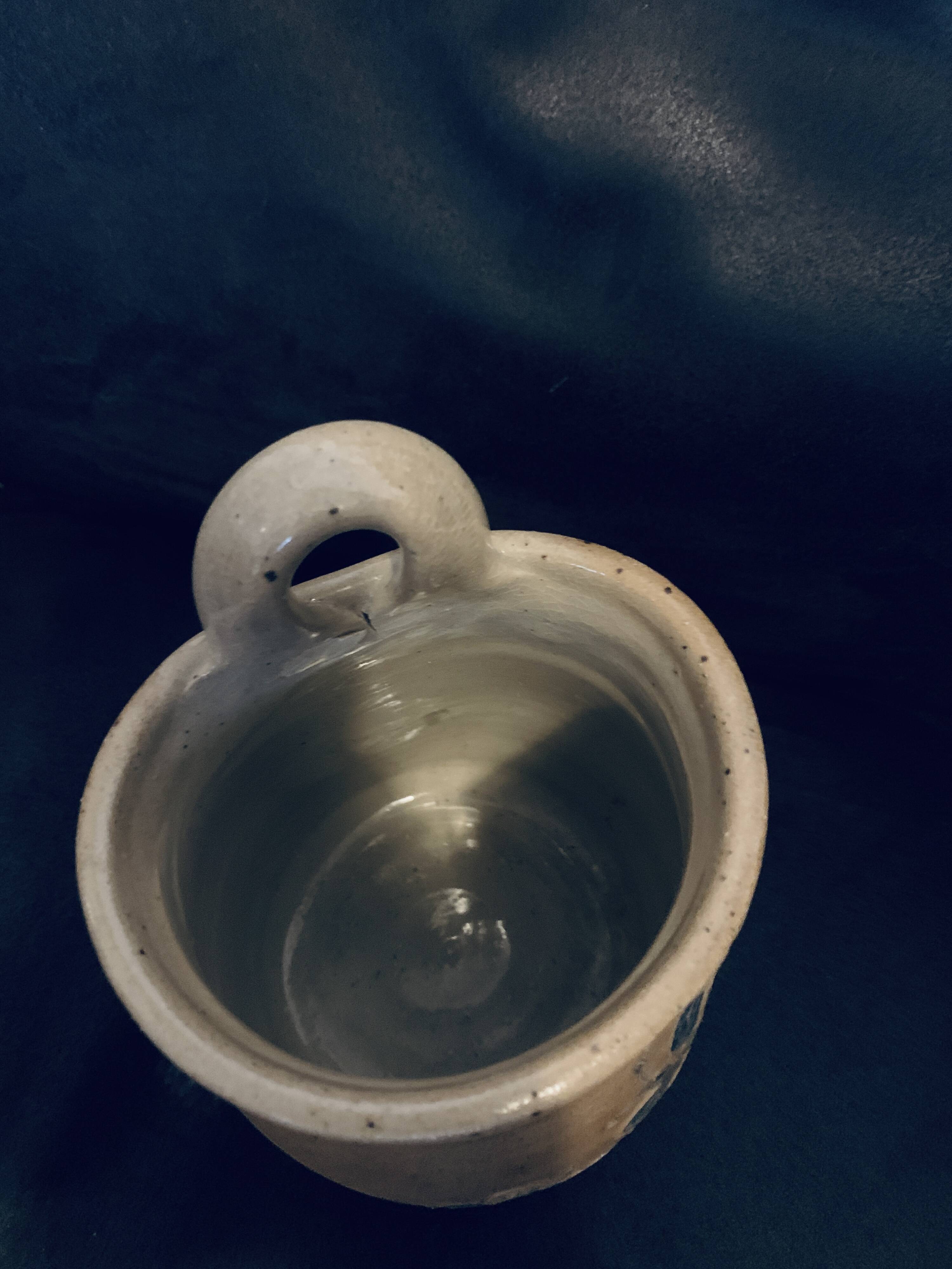 Handmade pot 14cm old vintage pottery flower decor wall hanging or to place on a beautiful piece of furniture