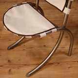 Set of 4 Italian Chairs in steel and fabric design Bazzani