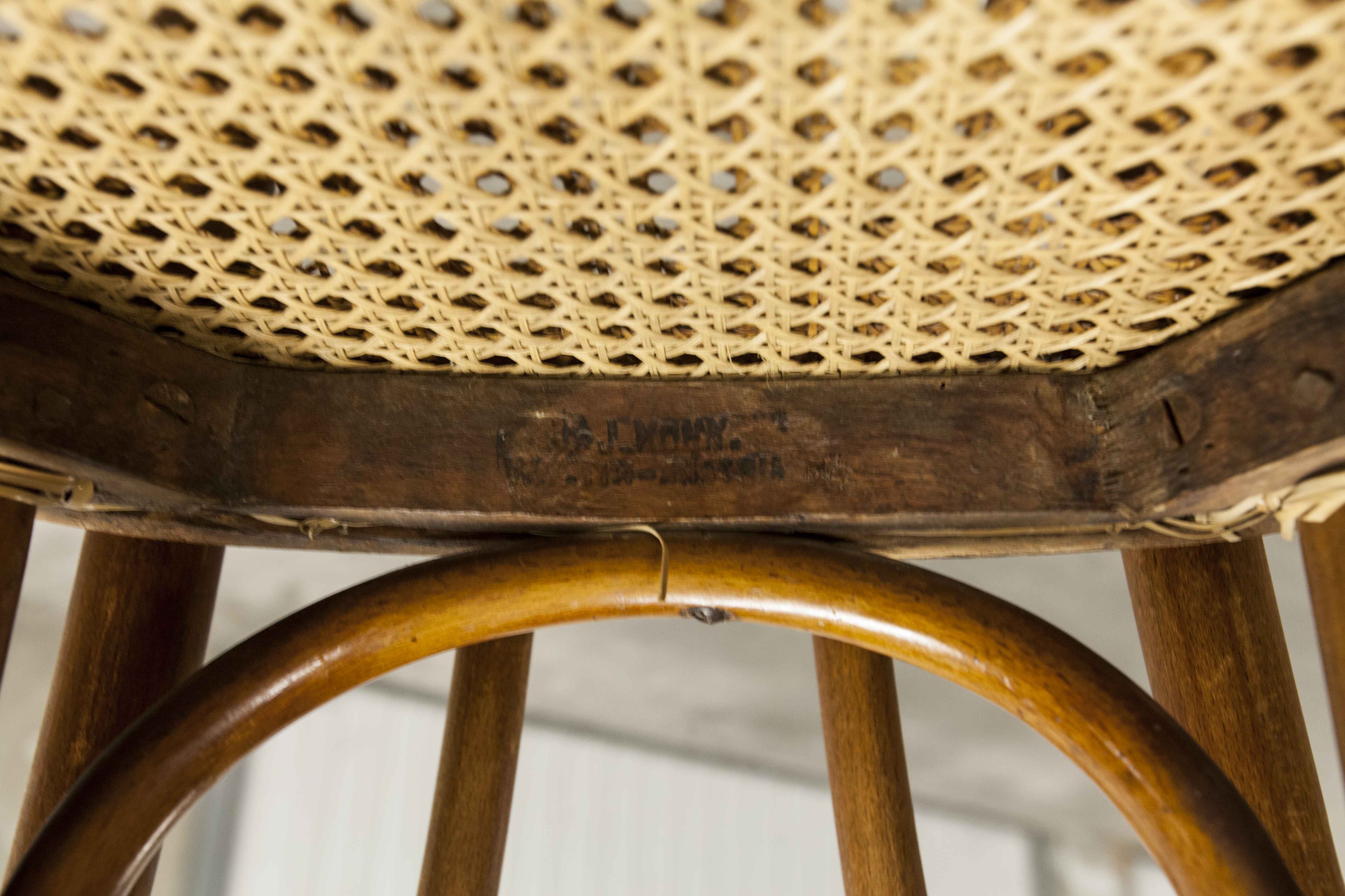 Set of 6 chairs bistro j&j kohn 1900 seat cannage