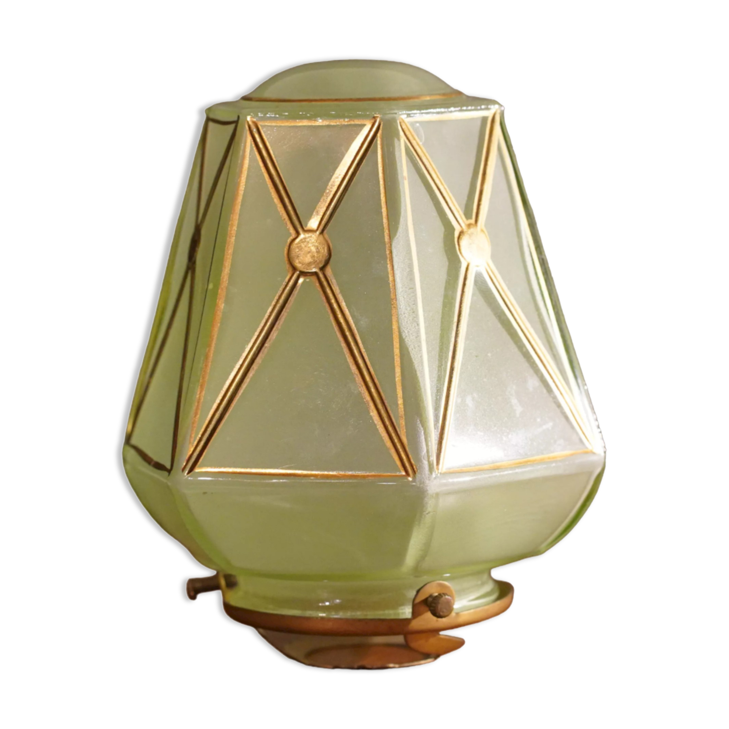Lampe de table VOLTERRA Abat-jour en laiton antique