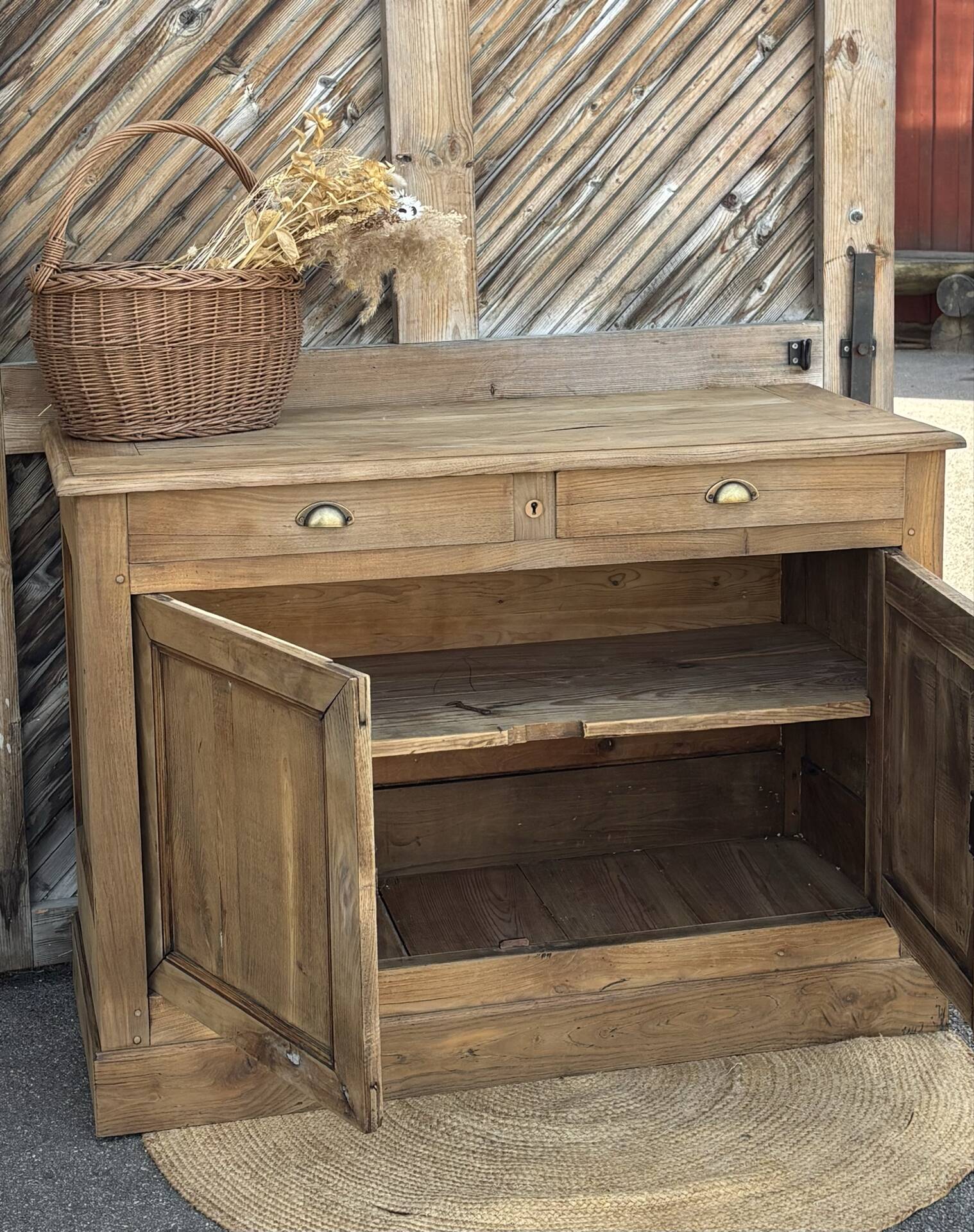 Renovated antique buffet in raw solid oak