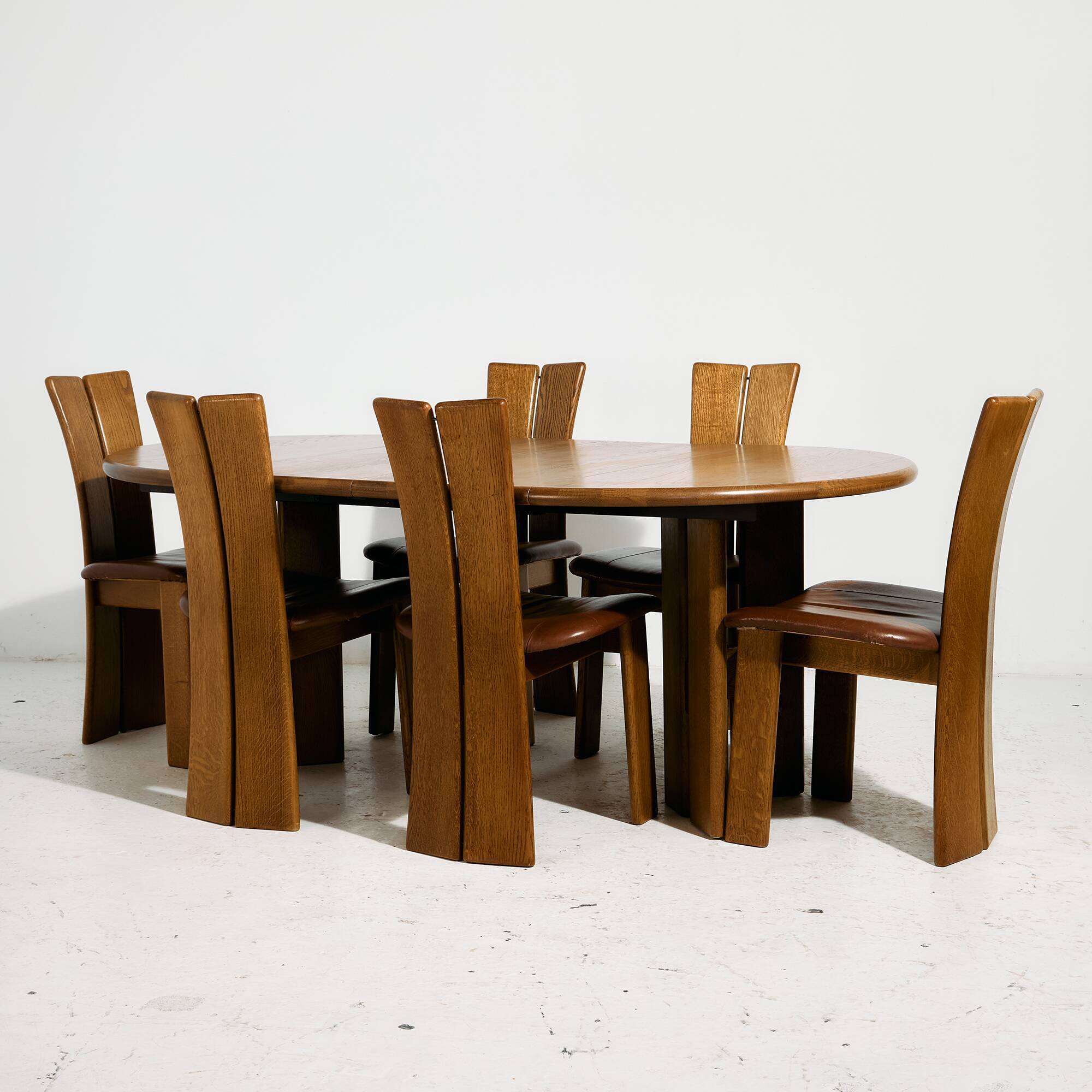CJ Rosengaarden oak dining set, Set of 7