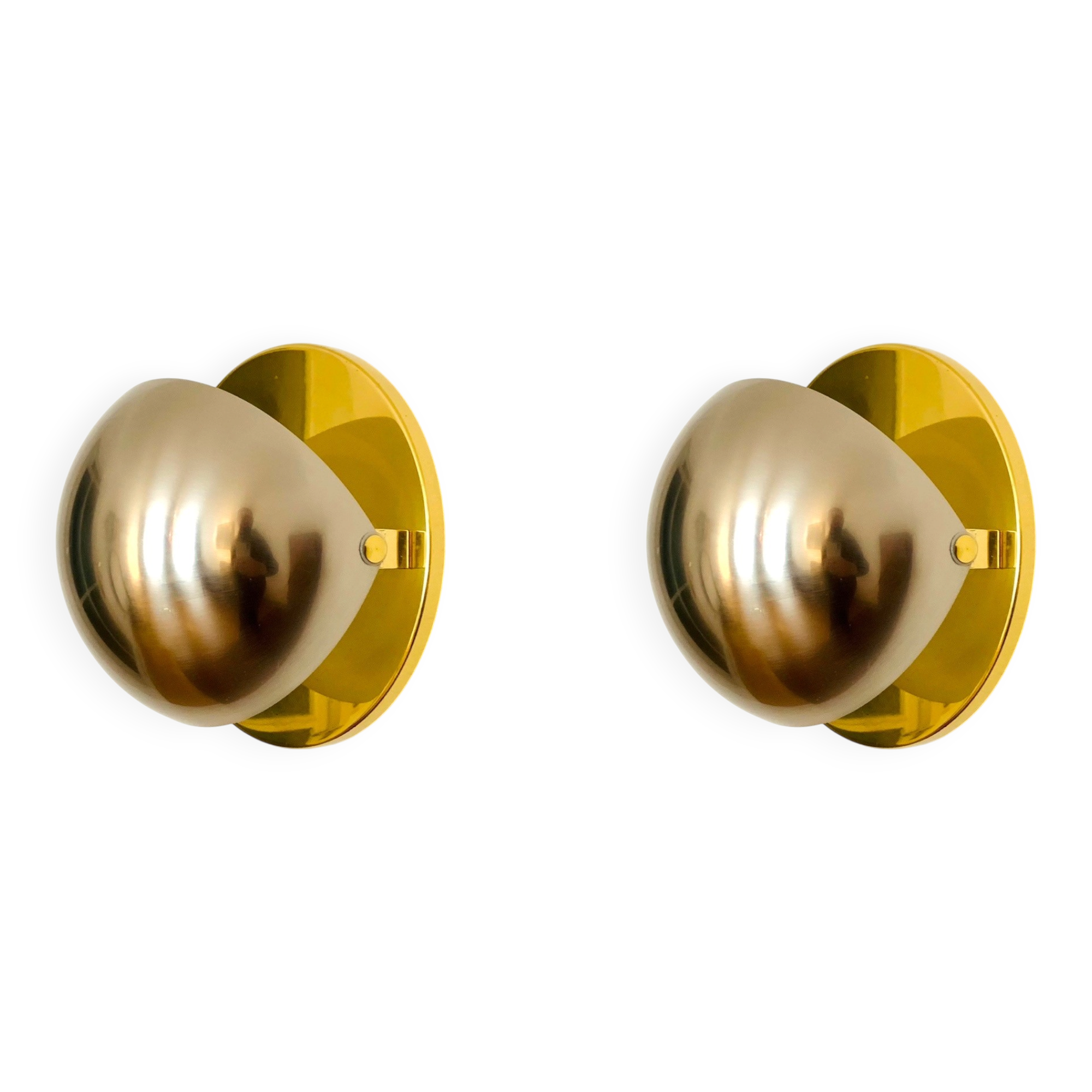 Set of 2 1970s Bicolor Space Age Wall Lamps by Sölken