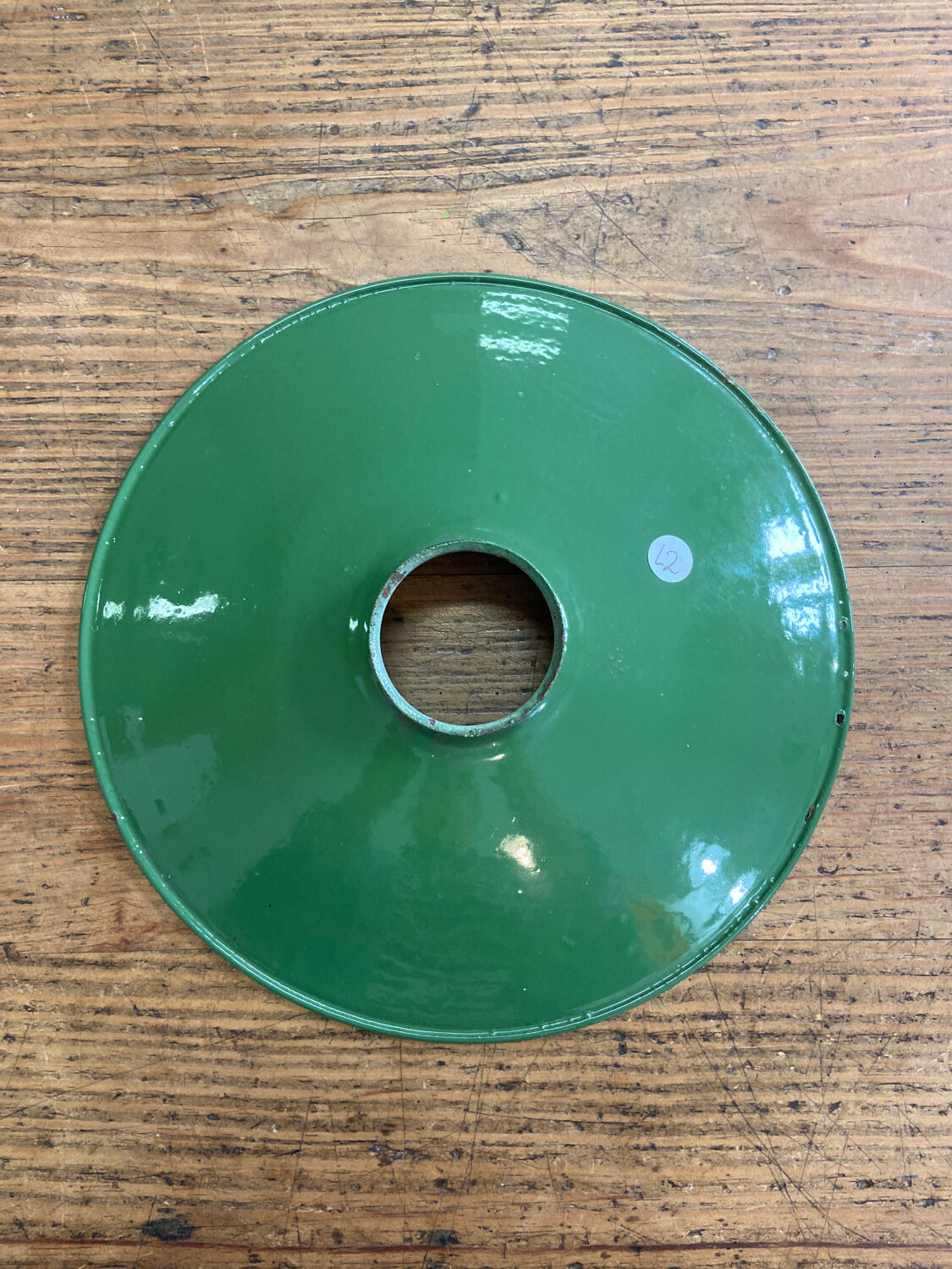 Green enameled sheet metal pendant light