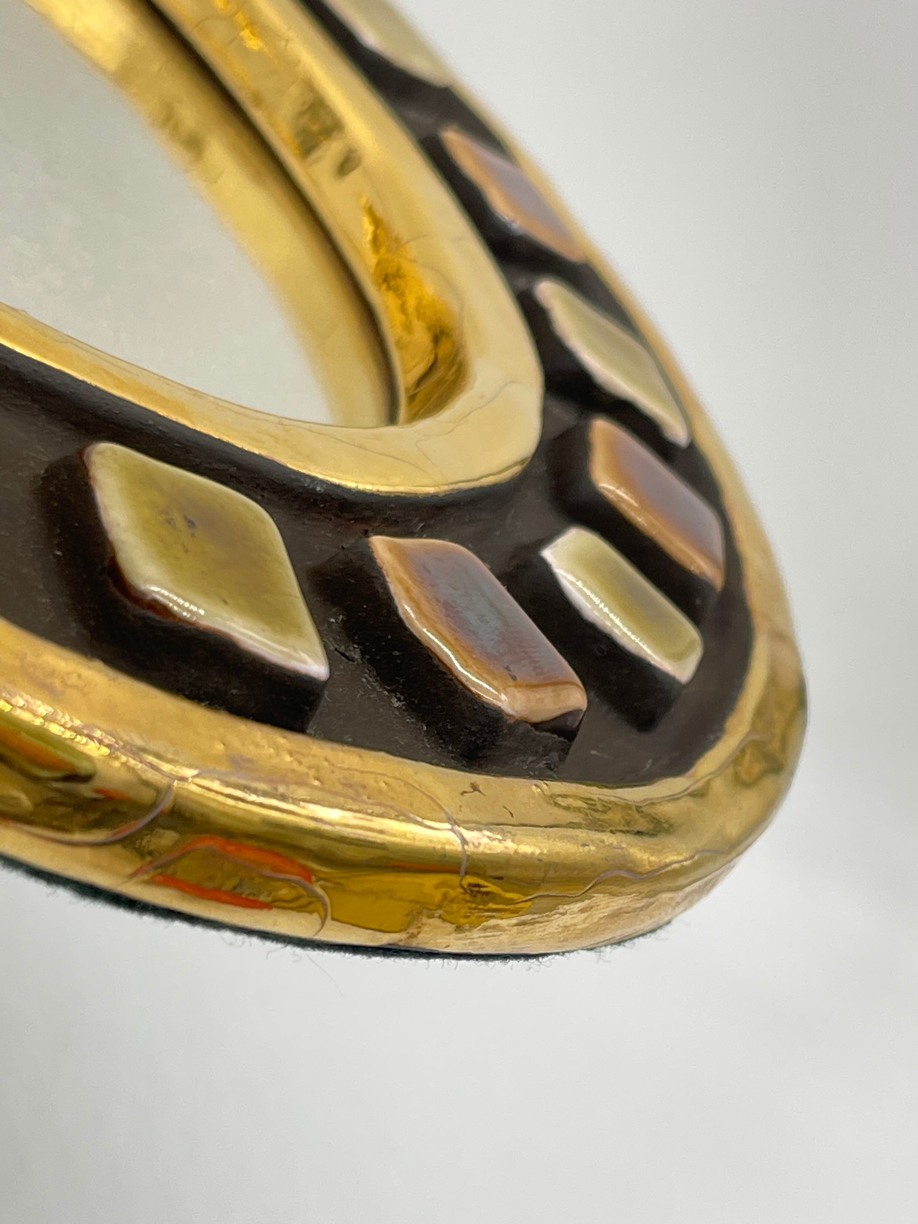 Golden ceramic mirror by Mithé Espelt 1960 24cm
