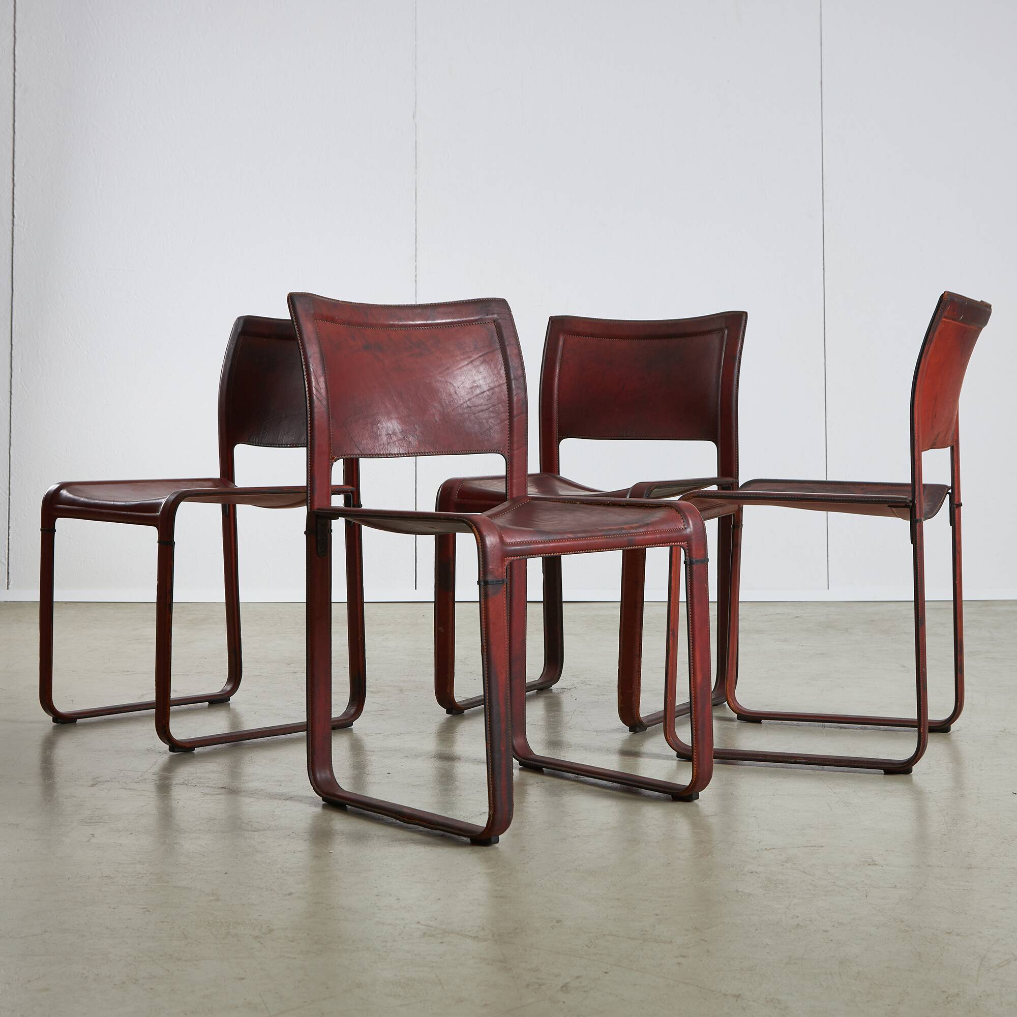 Set of 4 Sistina Strap Chair by Tito Agnoli for Matteo Grassi, 1980s