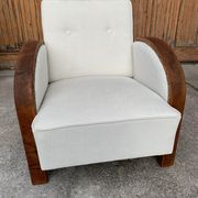 Fauteuil art déco beige, années 1920