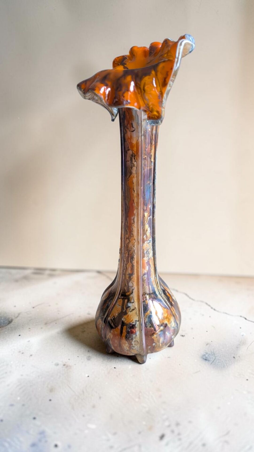 Artistic vase signed M. Venys – vintage marbled glass – 31 cm