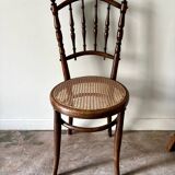 Bistro chair in turned wood and cane