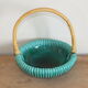 Empty basket vintage pocket in green ceramic and wicker