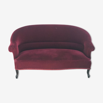 Banquette crapaud vintage velours rouge