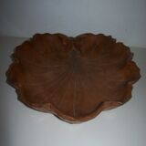 Carved wooden fruit cup with signed leaf shape
