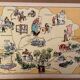 Affiche ancienne carte illustrée régions Mayenne Sarthe Maine & Loire Indre & Loire - JP Pinchon