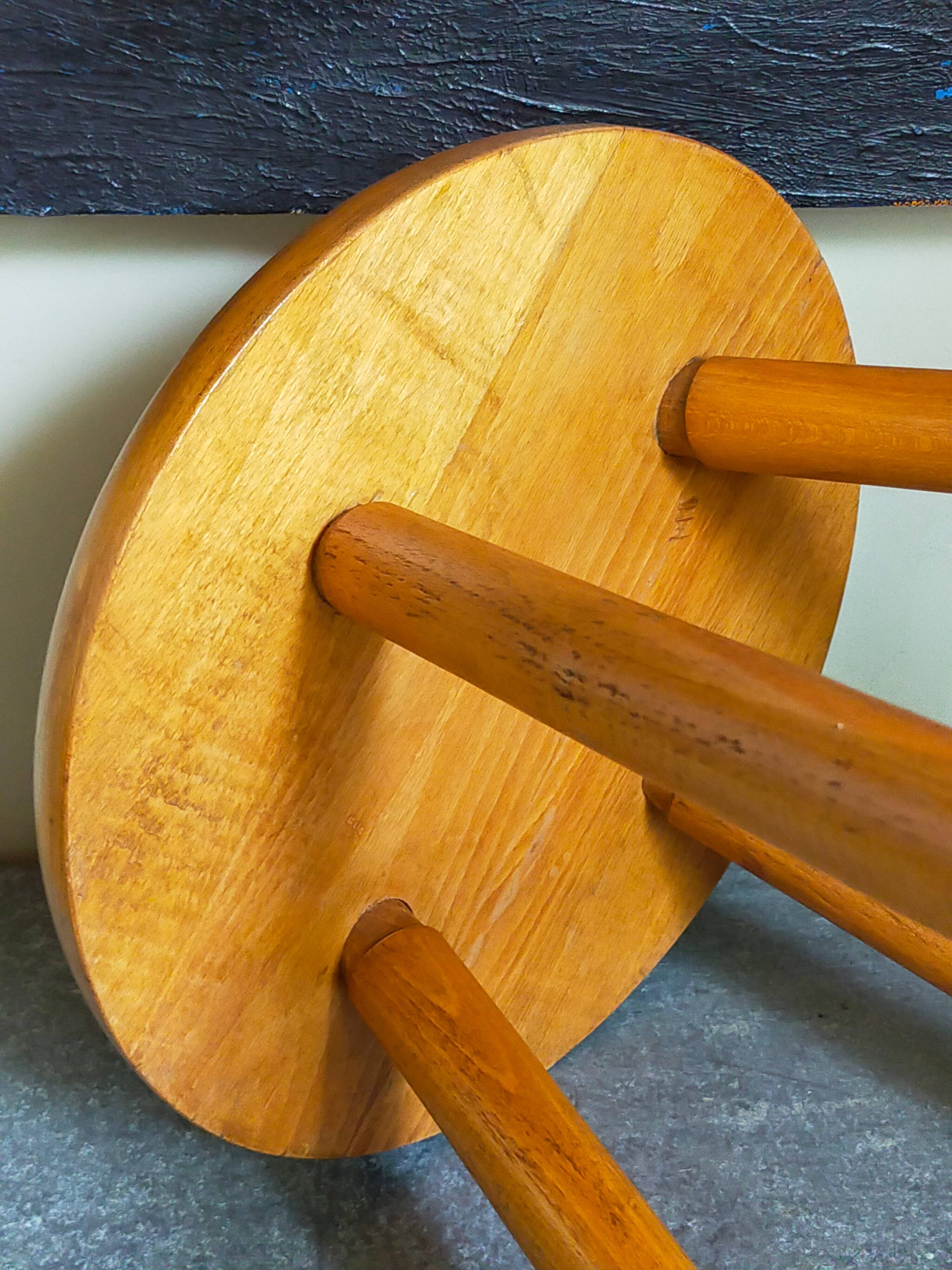 Vintage blond wooden stool