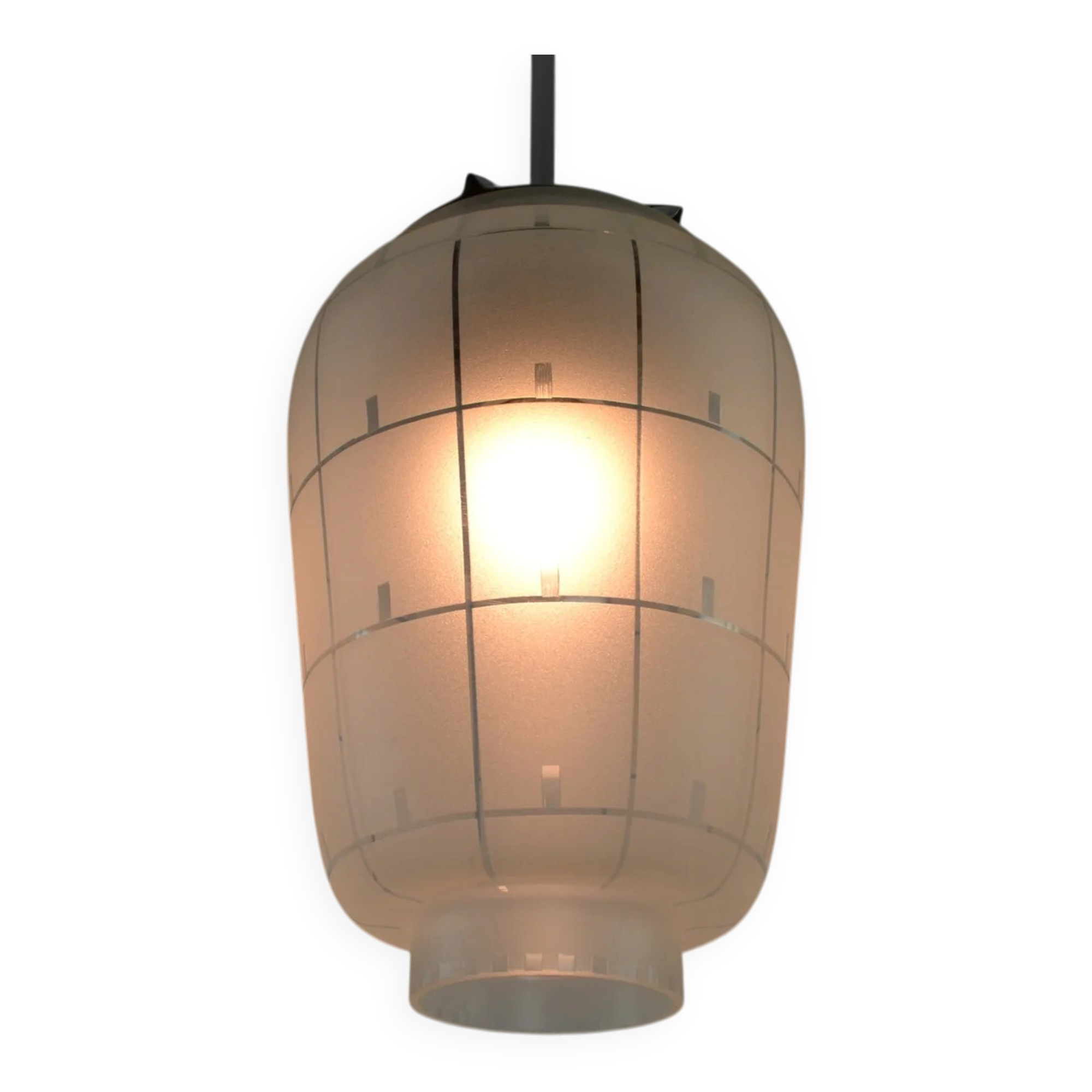 Modernist Pendant or Ceiling Lamp, Glass and Metal, 1930s/1940s, Sweden