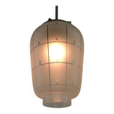 Suspension ou lampe de plafond moderniste, en verre et métal, années 1930/1940, Suède