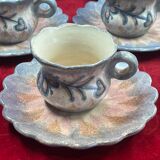 Set of 8 ceramic Quimper cups and under cups