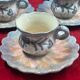 Set of 8 ceramic Quimper cups and under cups