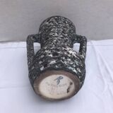 Vintage annette roux fat lava ceramic grey & white foams ancient vase