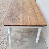 Rustic oak bistro farm table with louis philippe legs - 2m