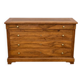 Solid walnut commode from the 18th century, Restoration period.