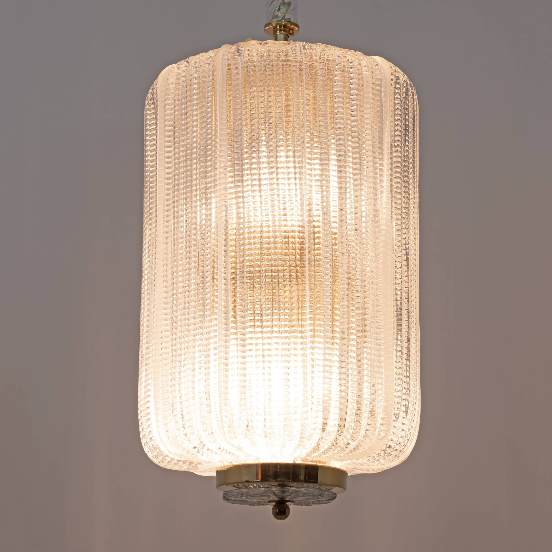 Attributed to Tomaso Buzzi Art Dèco Style Brass Murano Glass Lantern Chande