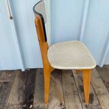 Antique Scandinavian Wooden Chair + Vintage Grey Vinyl Seat & Backrest