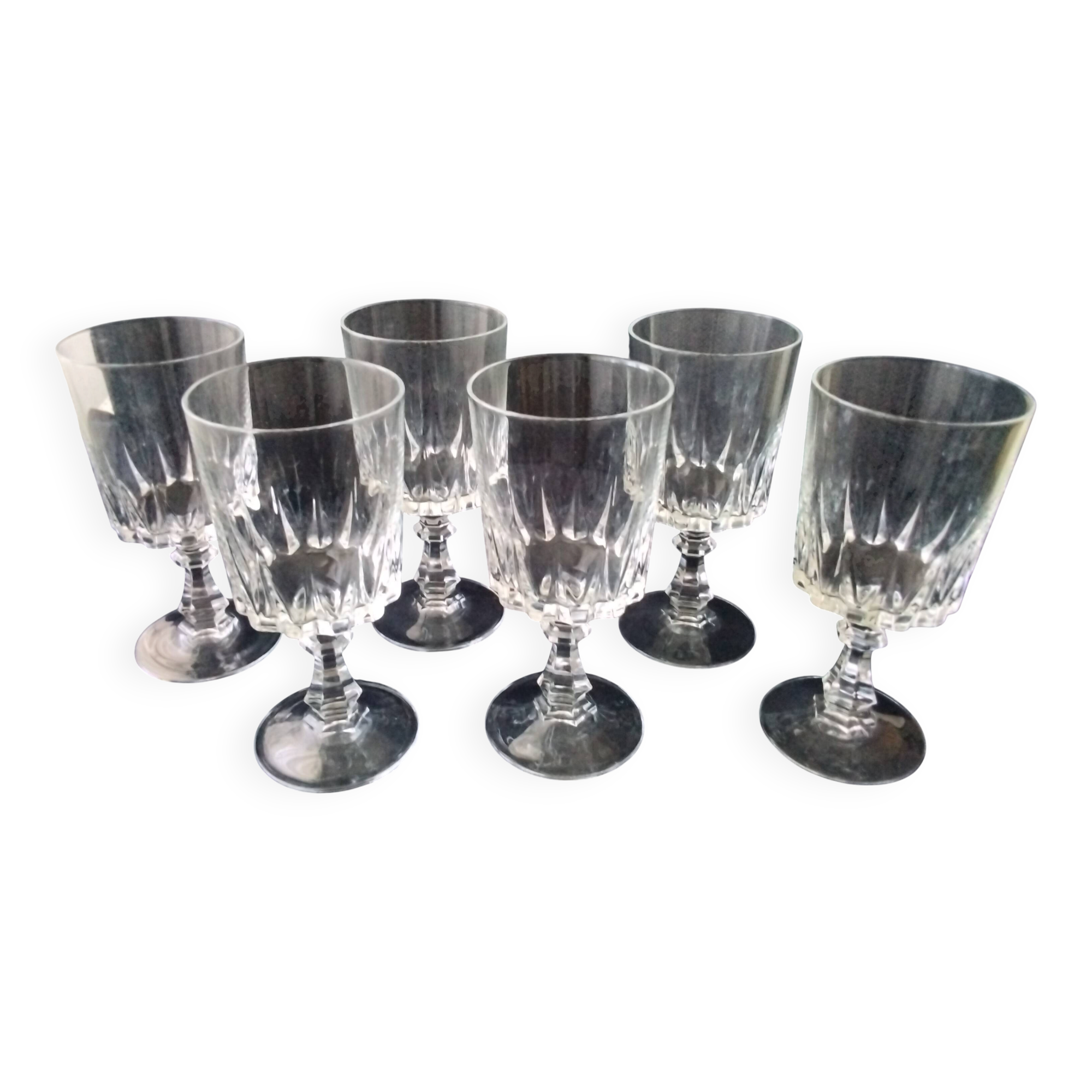 6 water glasses or large wine glasses Crystal d'Arques Model Louvre