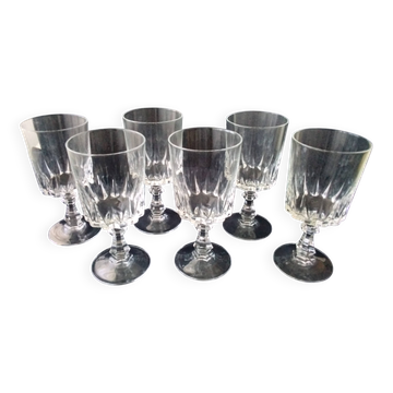 6 Verres à eau ou grands verres à vin Cristal d'Arques  Modèle Louvre