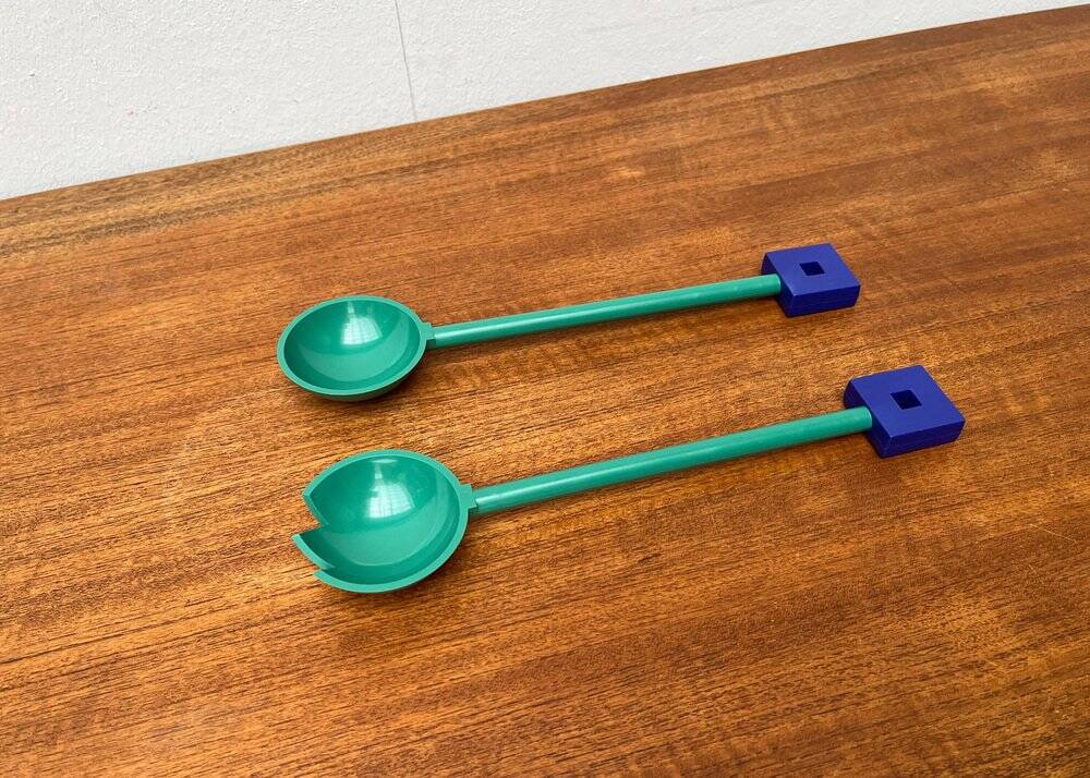 Postmodern Italian salad cutlery from the Euclid series by Michael Graves for Alessi, 1980s, set of 2.