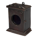 Small old wall display case clock box patina original india