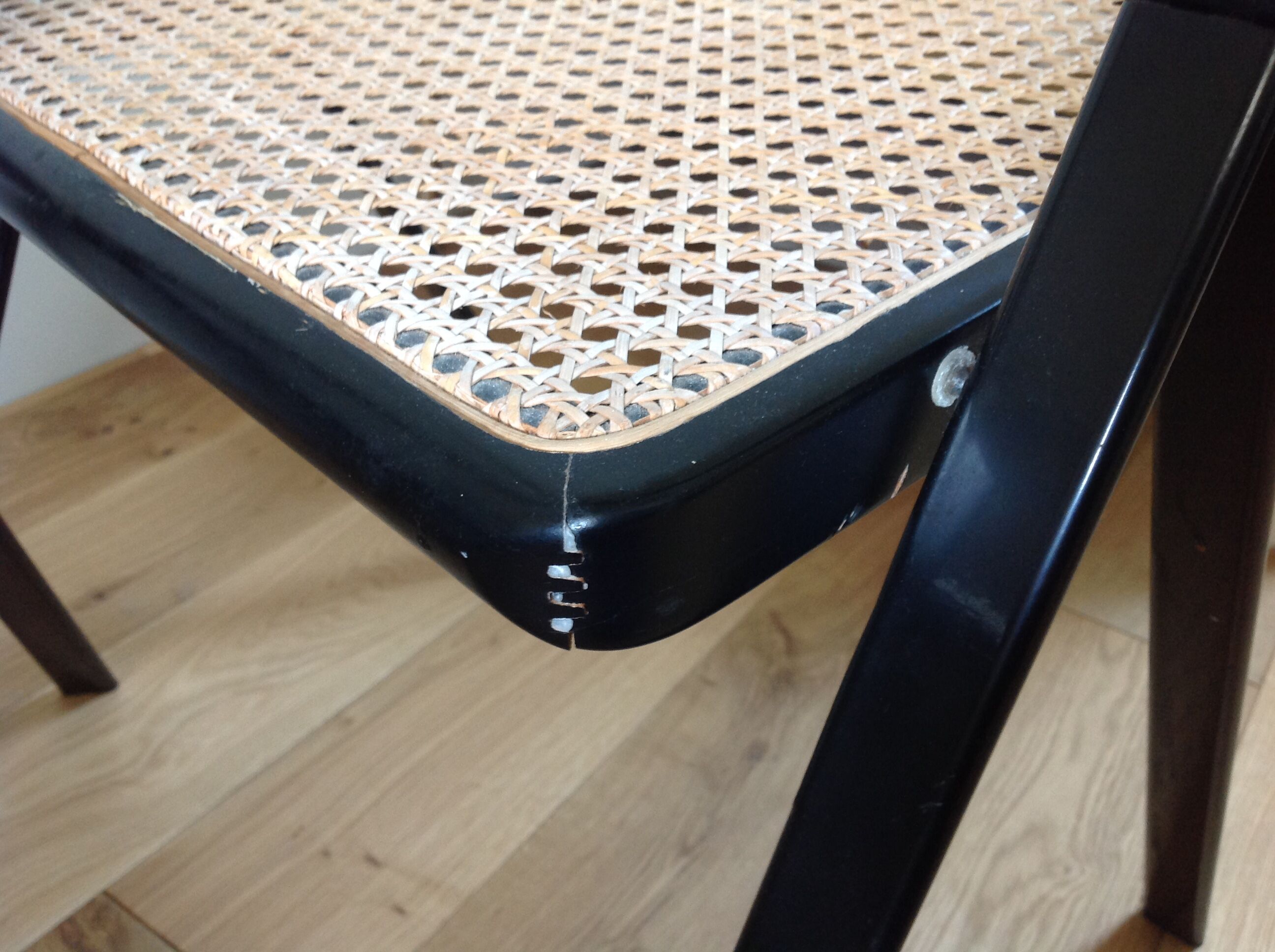 4 folding chairs cannage and black metal Cidue