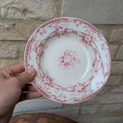 Hollow plate Sarreguemines model Cérès decorated with pink flowers Terre de Fer
