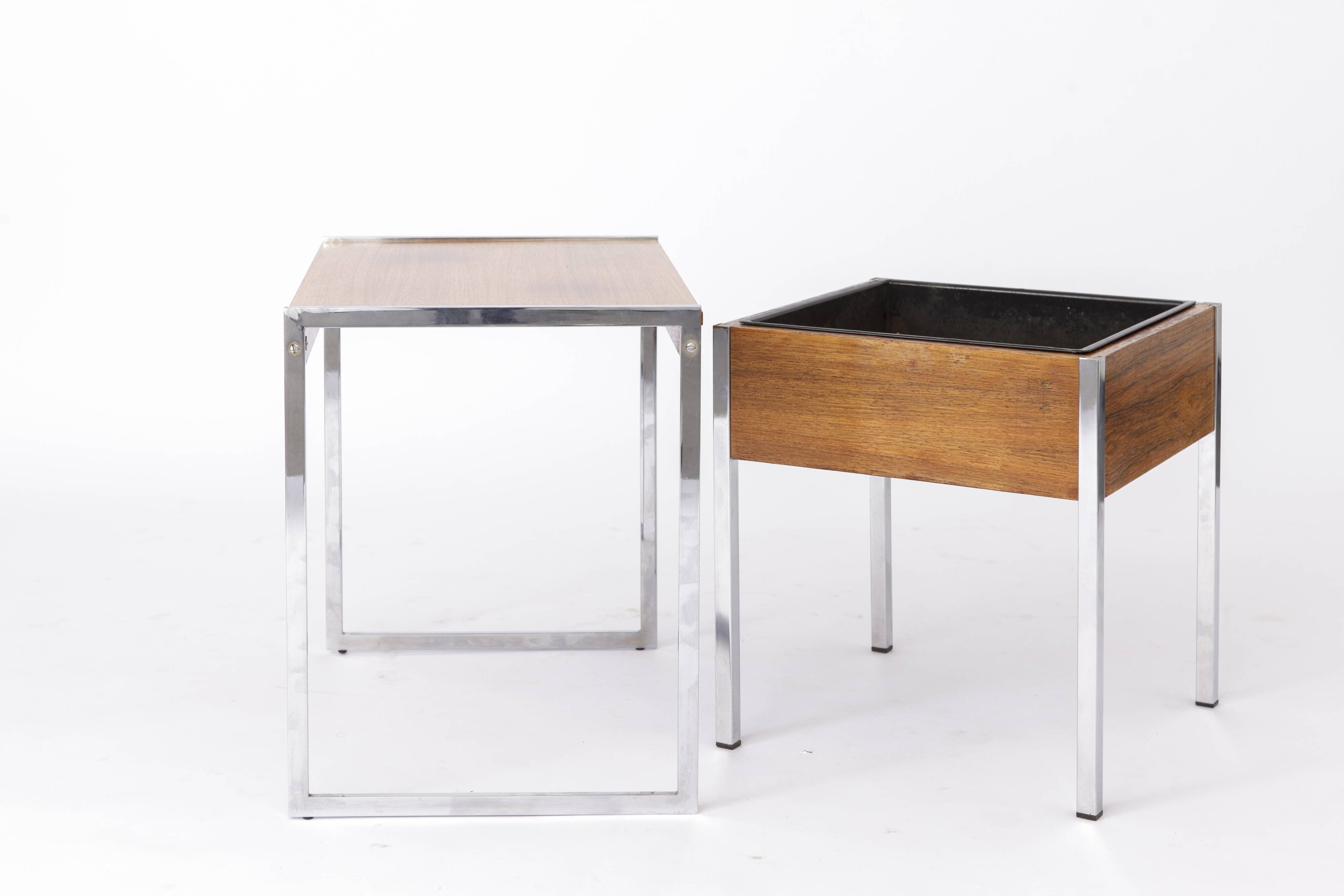 Vintage set, side table + flowers pot table, 1960s