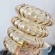 Vintage pendant lamp in electrified golden glass to nine