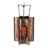 Accolay brutalist chandelier in copper and resin, 1960s