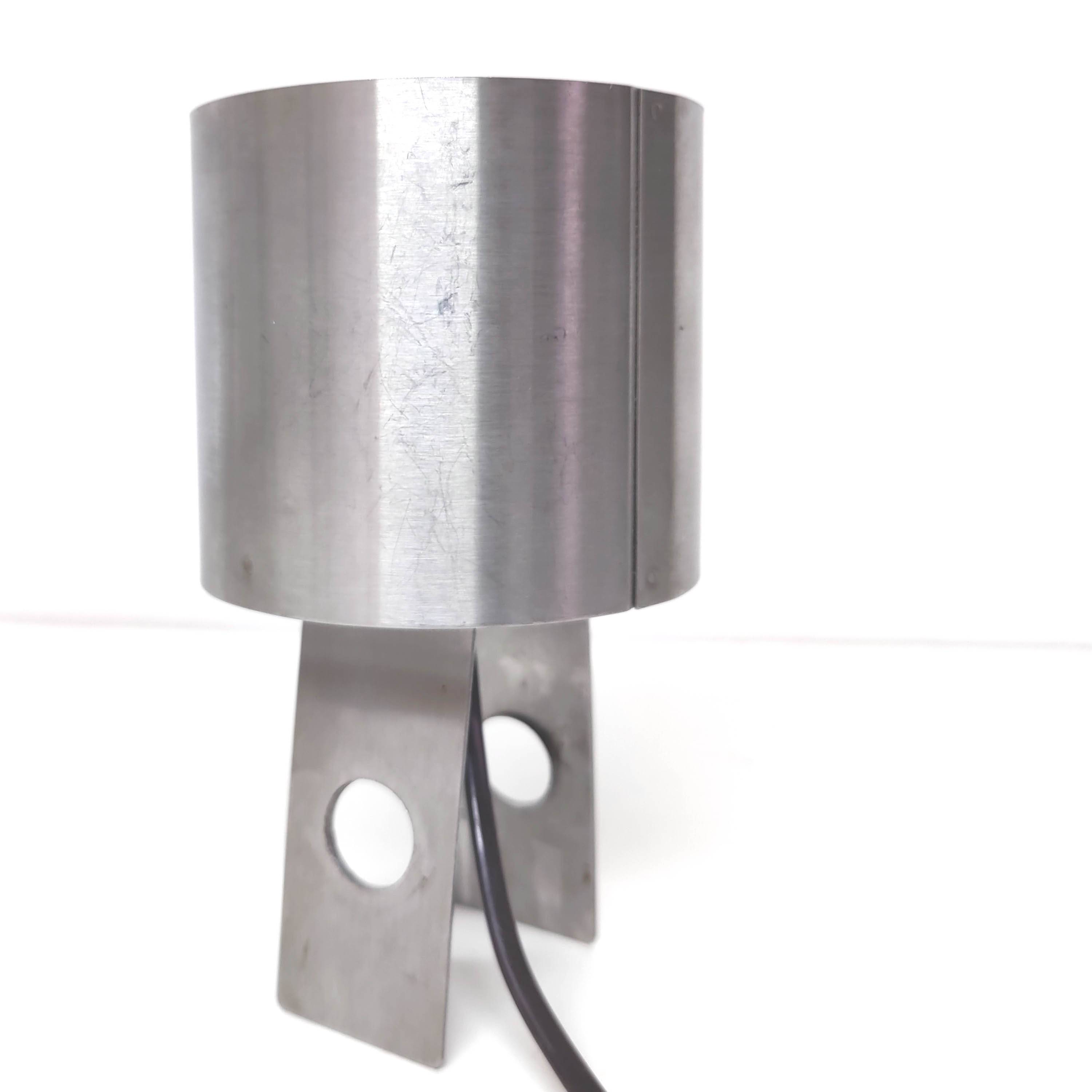 70s stainless steel table lamp geometric shapes