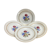 Lot de 4 assiettes plates vintage en porcelaine signées sarreguemines