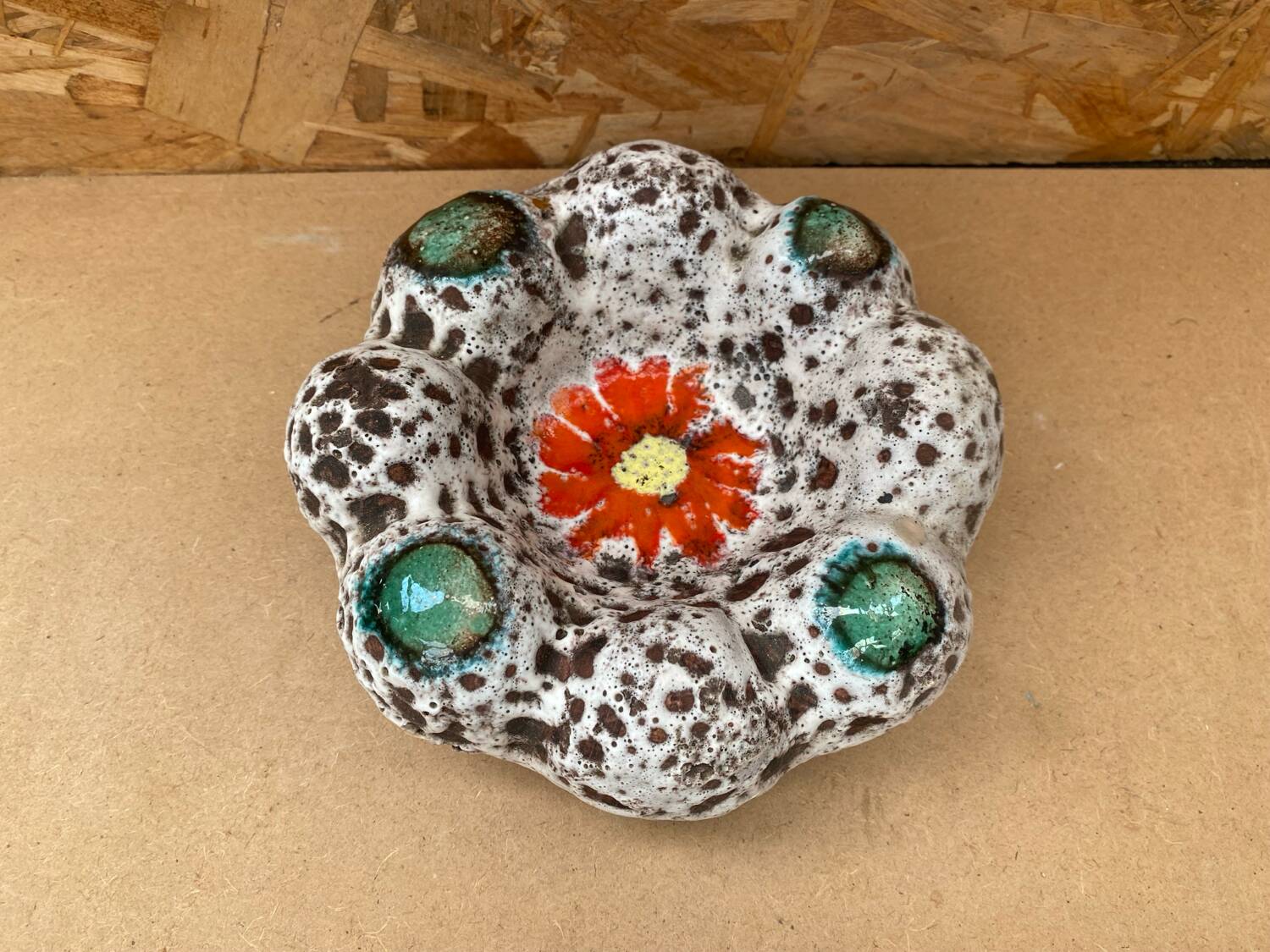 Antique Ashtray VALLAURIS Style Speckled Ceramic Vintage